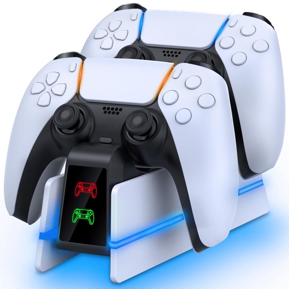Fast PS5 Controller Charging Station DualSense Edge Dock Stand 9 Color LED Light